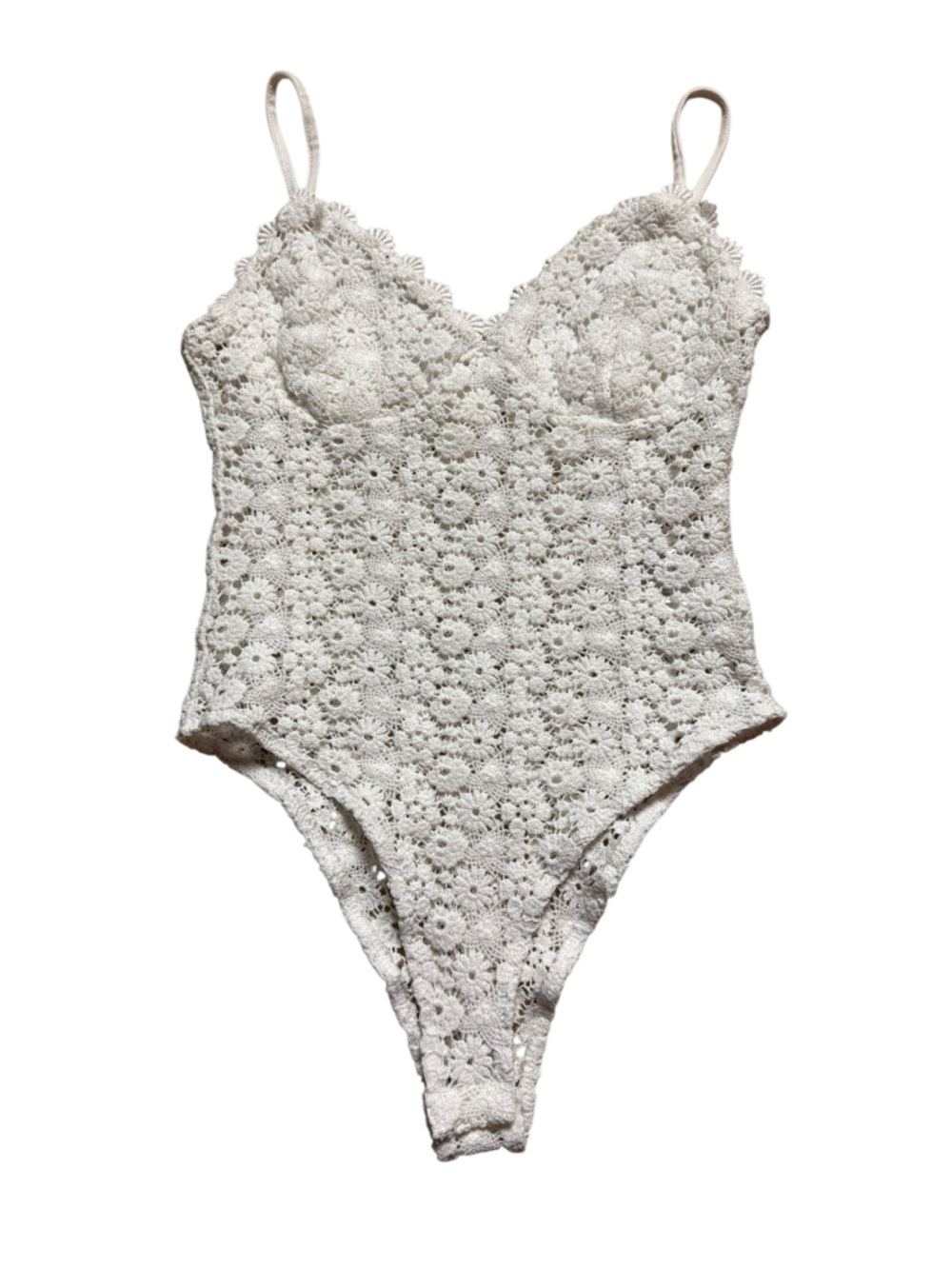 H&M crochet white body suit, small